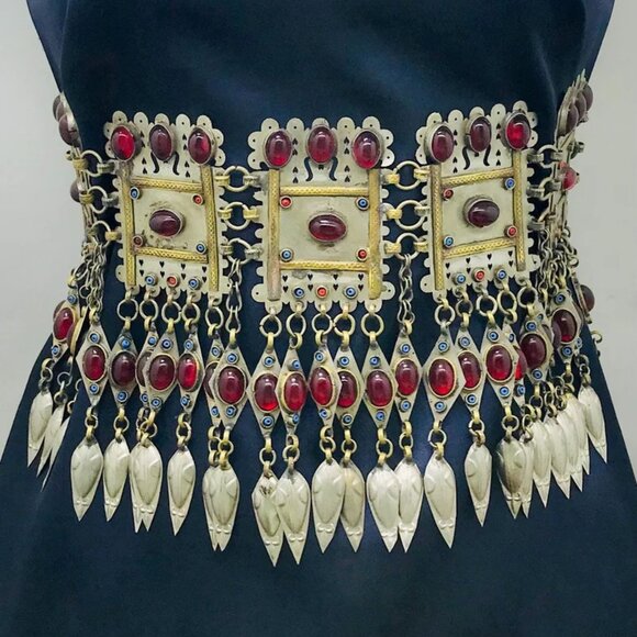 Accessories - Vintage Turkmen Kuchi Belt, Handmade Belly Belt, Boho Turkmen Belly Dance Belt,